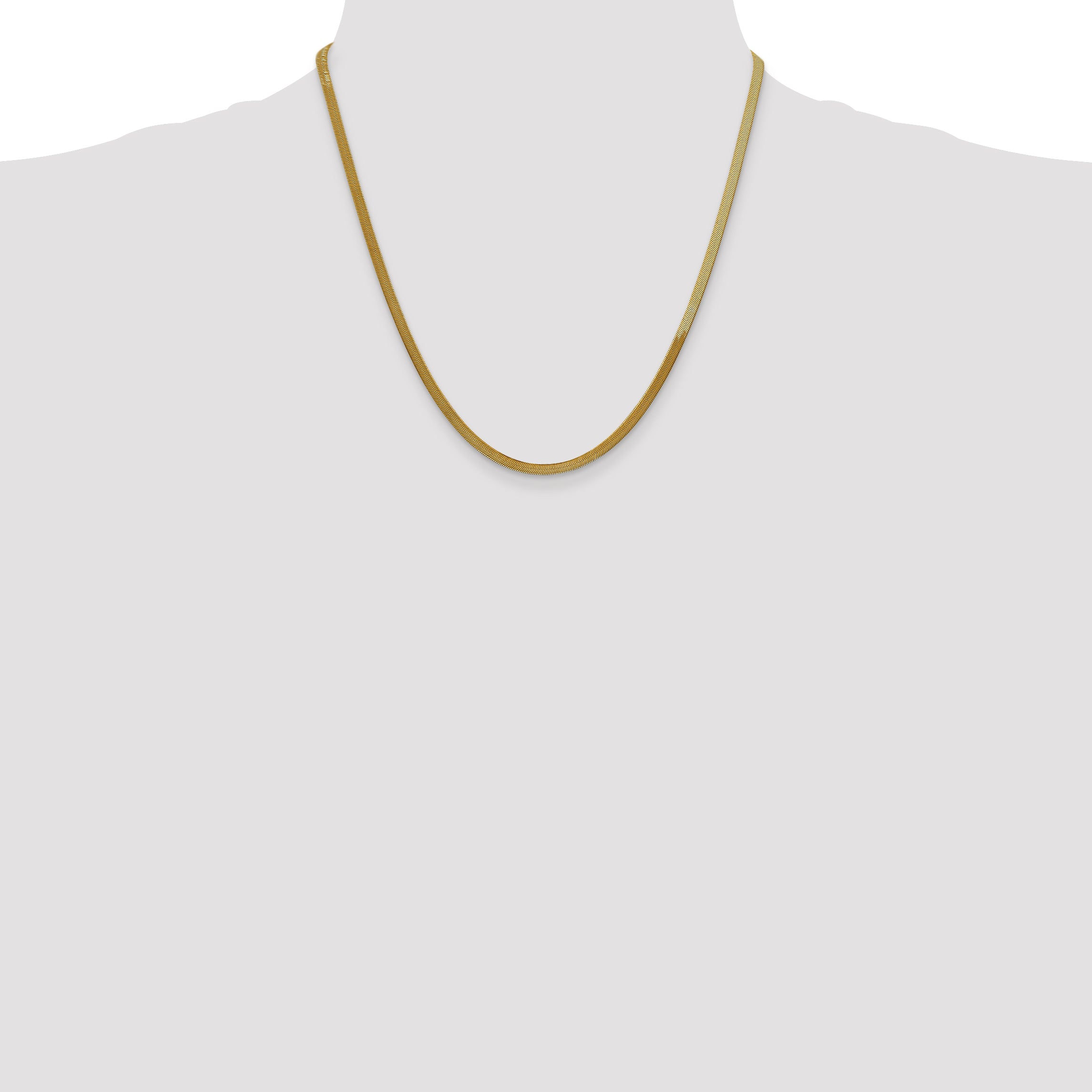 14K 20 Inch 3Mm Silky Herringbone With Lobster Clasp Chain