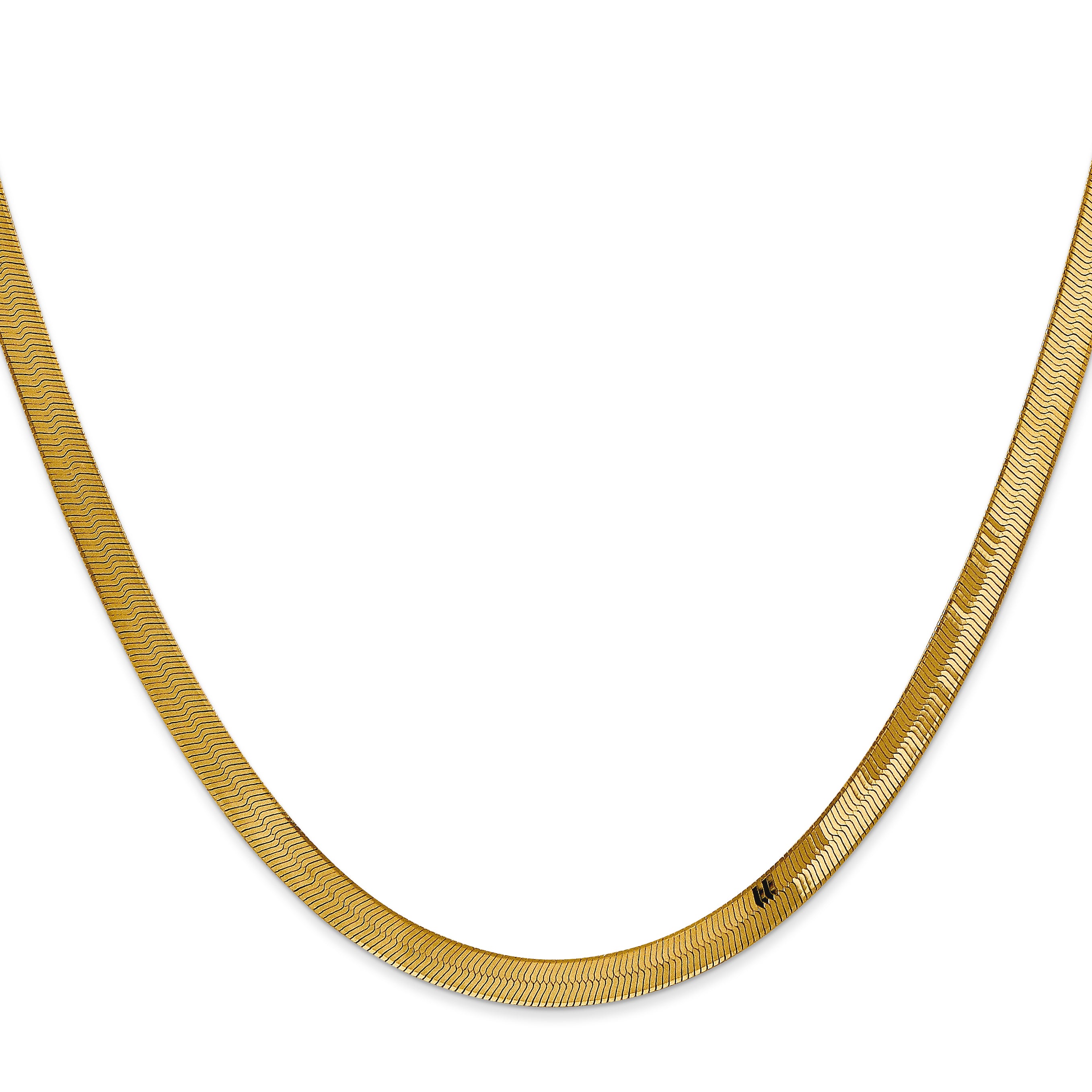 14K 24 Inch 4Mm Silky Herringbone With Lobster Clasp Chain