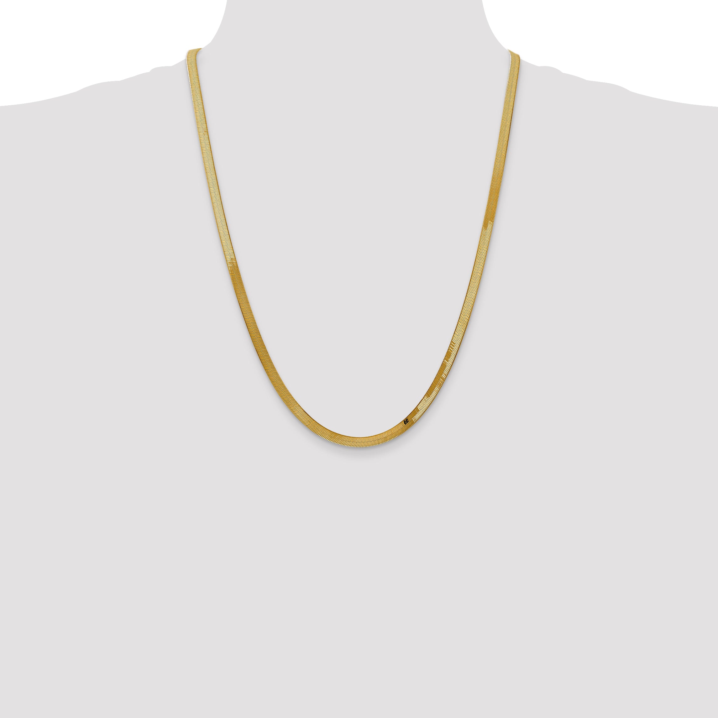 14K 24 Inch 4Mm Silky Herringbone With Lobster Clasp Chain