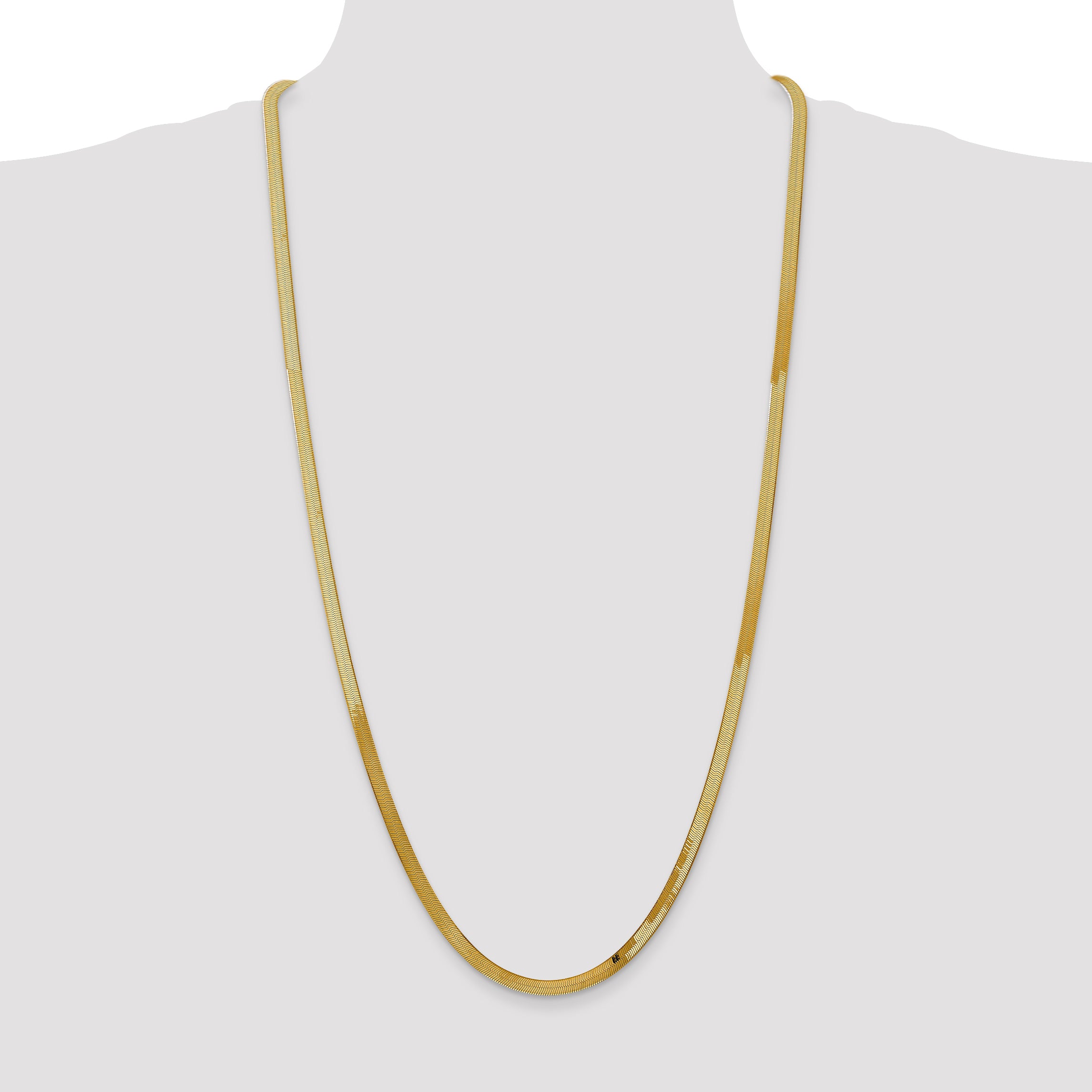 14K 30 Inch 4Mm Silky Herringbone With Lobster Clasp Chain