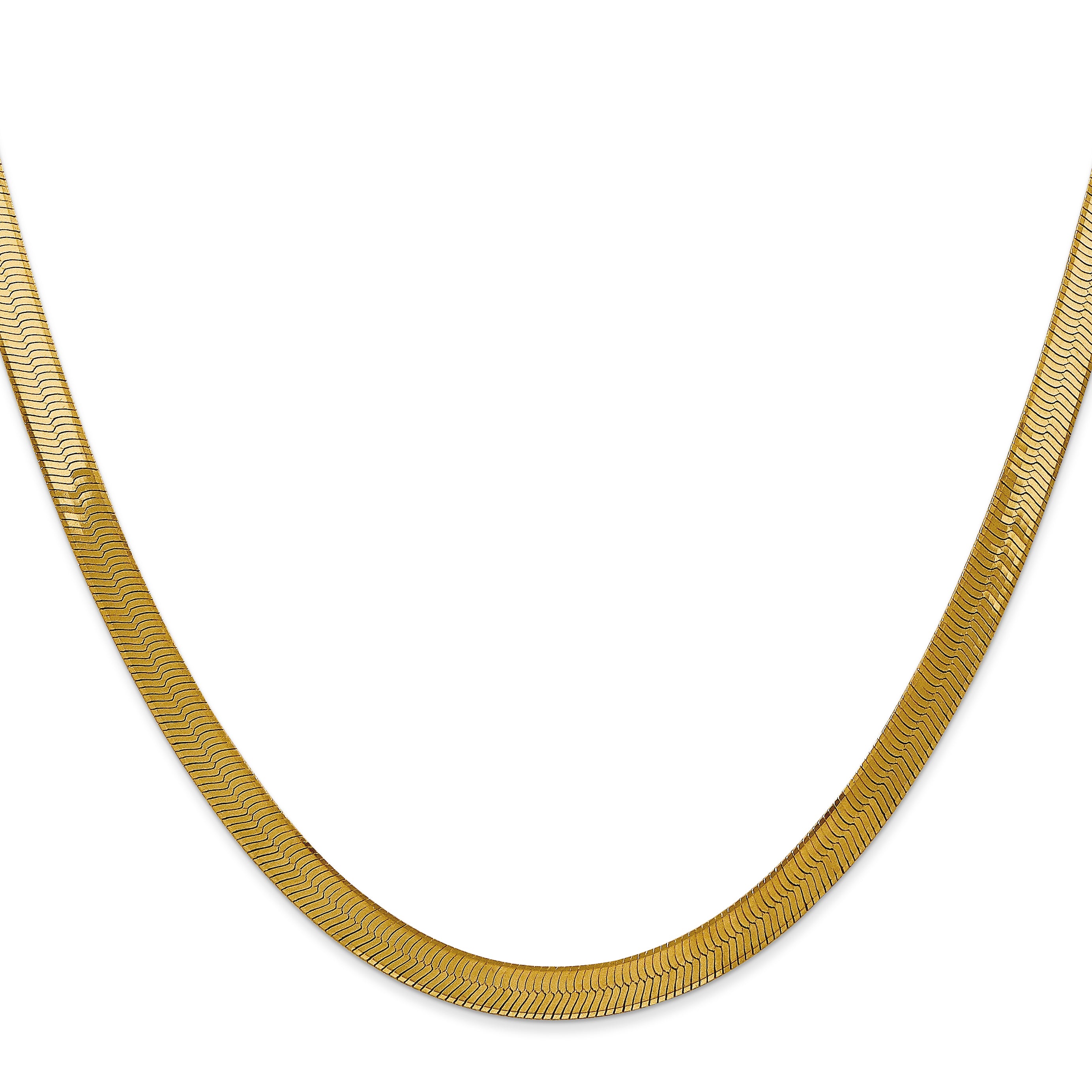 14K 24 Inch 5Mm Silky Herringbone With Lobster Clasp Chain