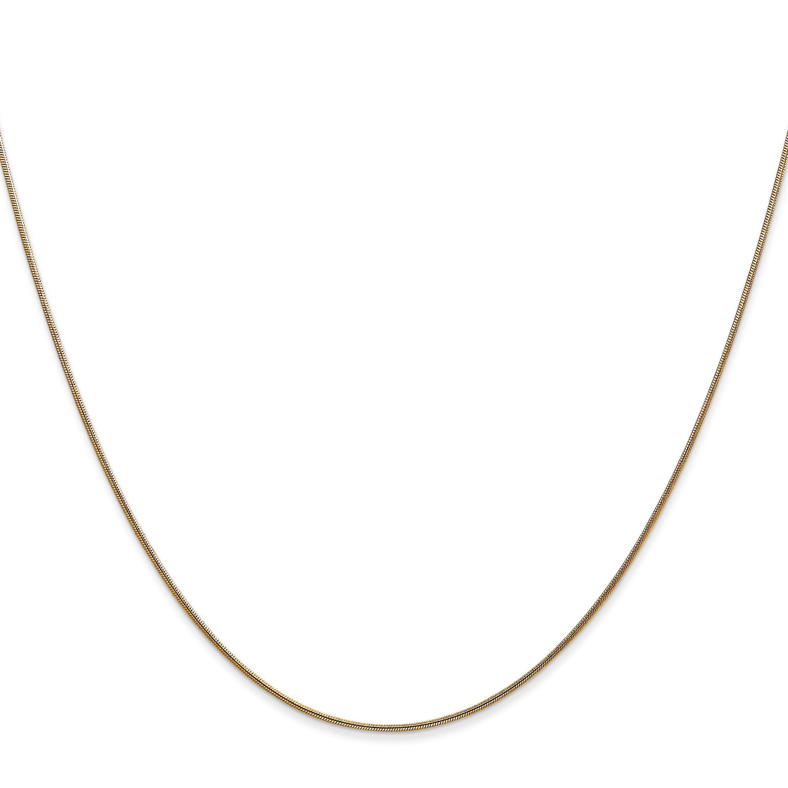14K 20 Inch .8Mm Round Snake With Lobster Clasp Chain