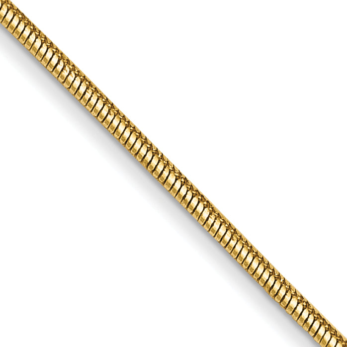 14K 20 Inch .8Mm Round Snake With Lobster Clasp Chain