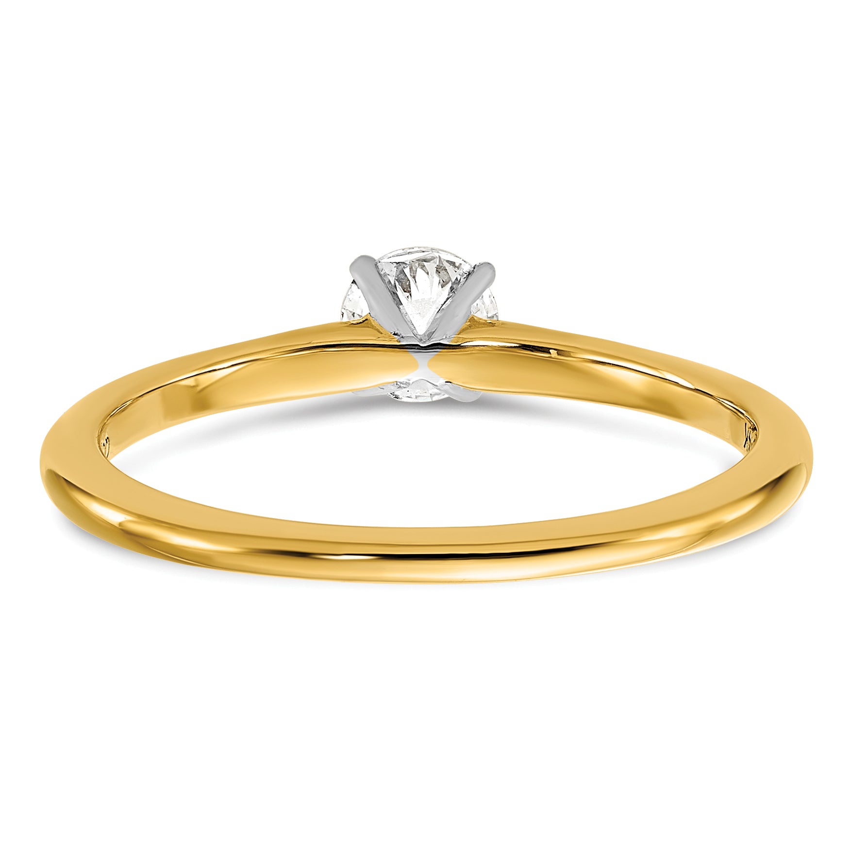 14K Two-Tone 1/4 carat Round VS/SI GH Lab Grown Diamond Solitaire 4 Prong Size 10 Engagement Ring