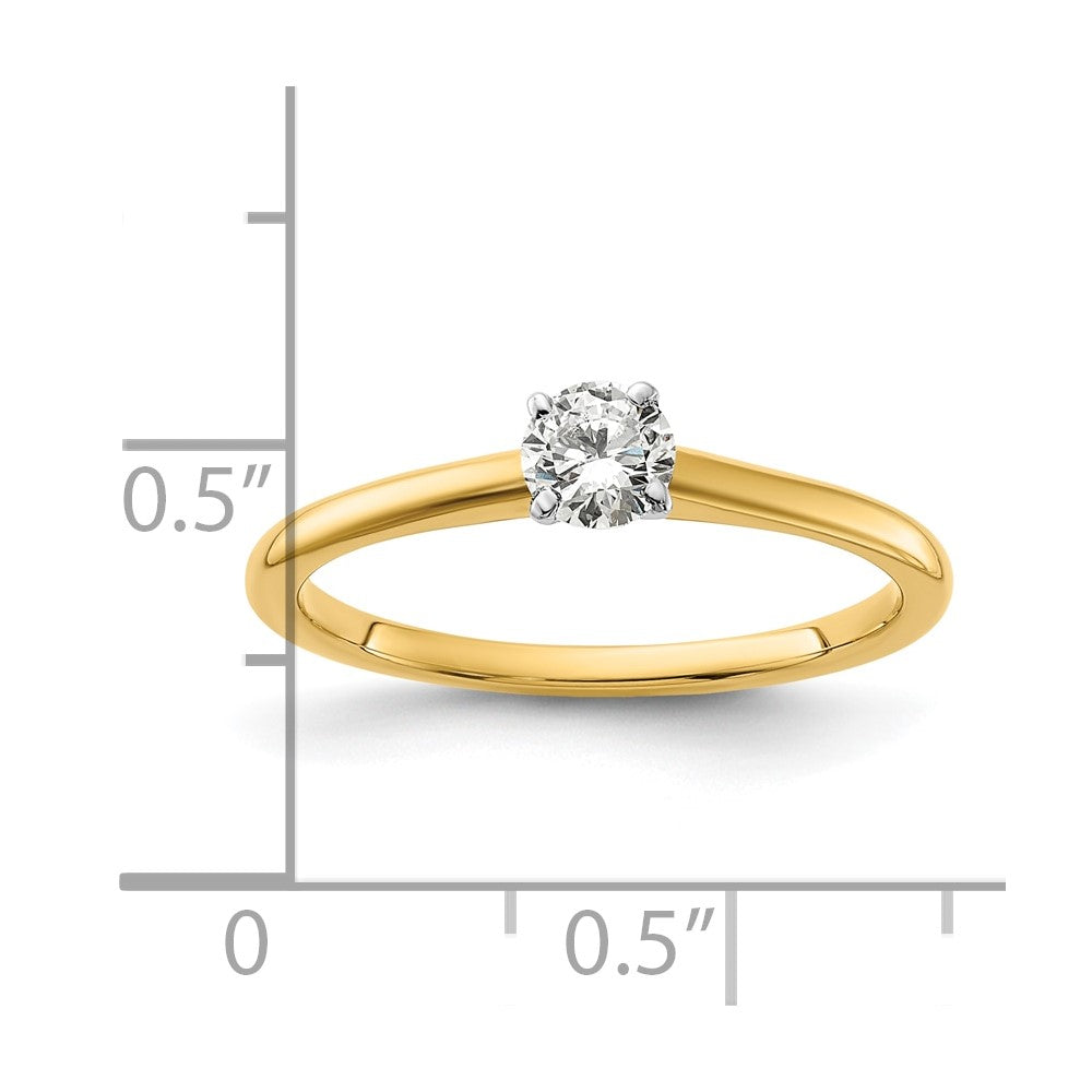 14K Two-Tone 1/3 carat Round VS/SI GH Lab Grown Diamond Solitaire 4 Prong Size 5 Engagement Ring