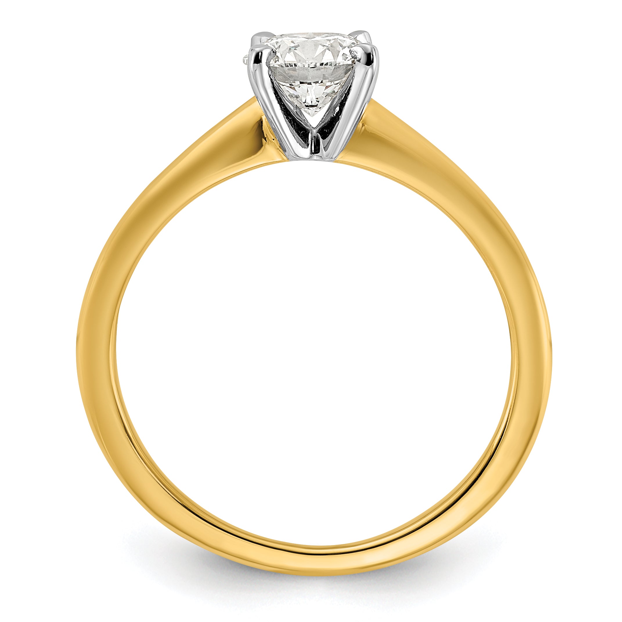14K Two-Tone 1/4 carat Round VS/SI GH Lab Grown Diamond Solitaire 4 Prong Size 10 Engagement Ring