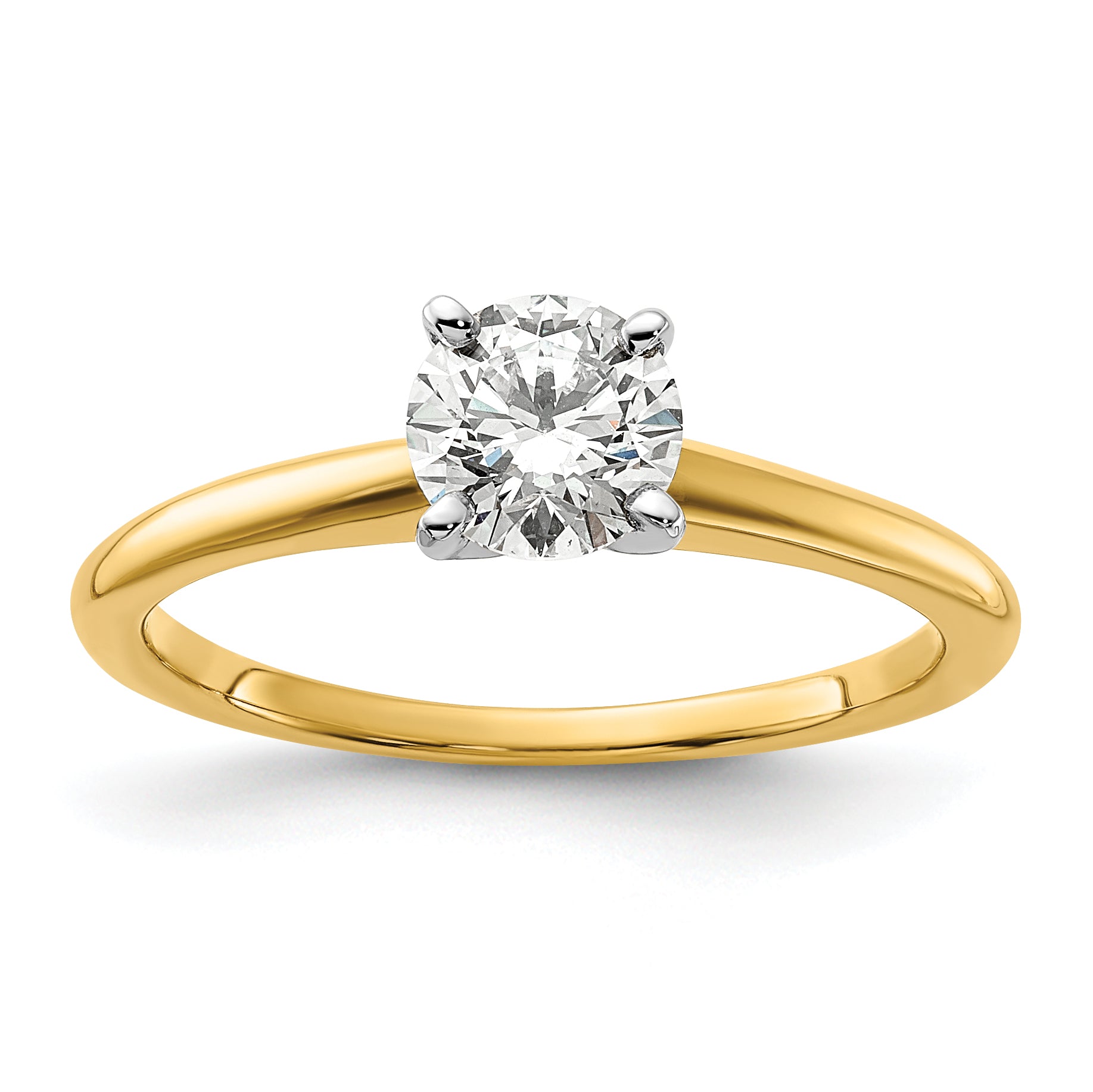 14K Two-Tone 1/3 carat Round VS/SI DEF Lab Grown Diamond Solitaire 4 Prong Size 7 Engagement Ring