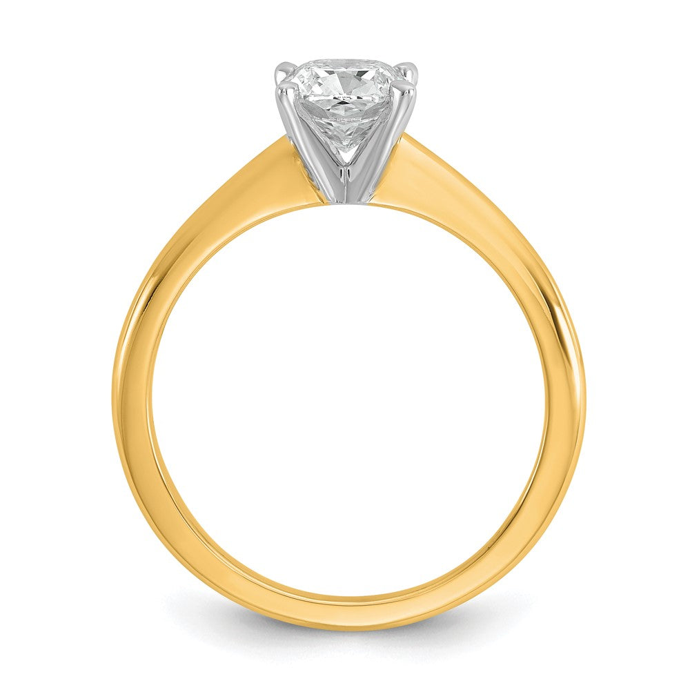14k Two-Tone 6.5mm Cushion Solitaire Mounting Sz 7