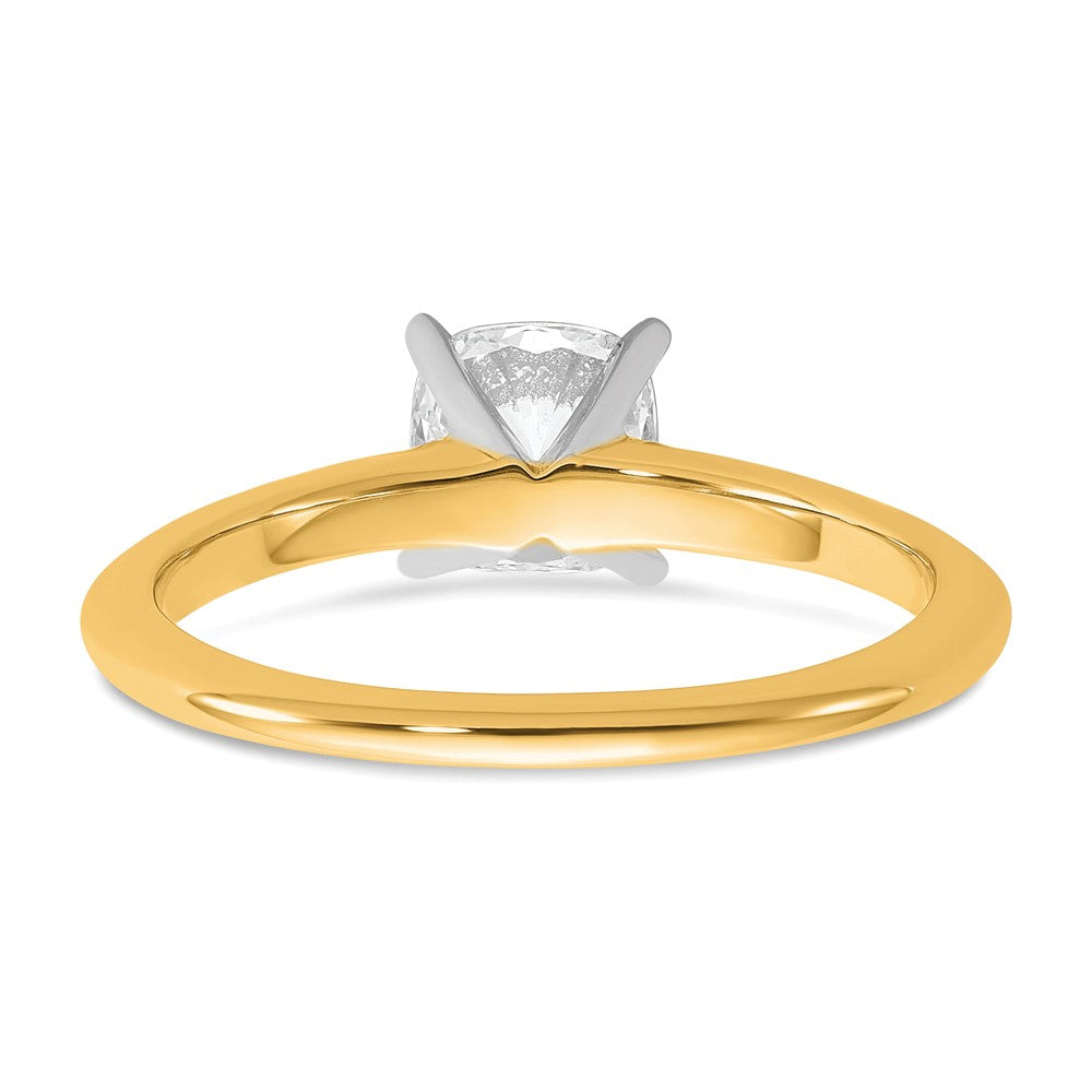 14k Two-Tone 6.5mm Cushion Solitaire Mounting Sz 7
