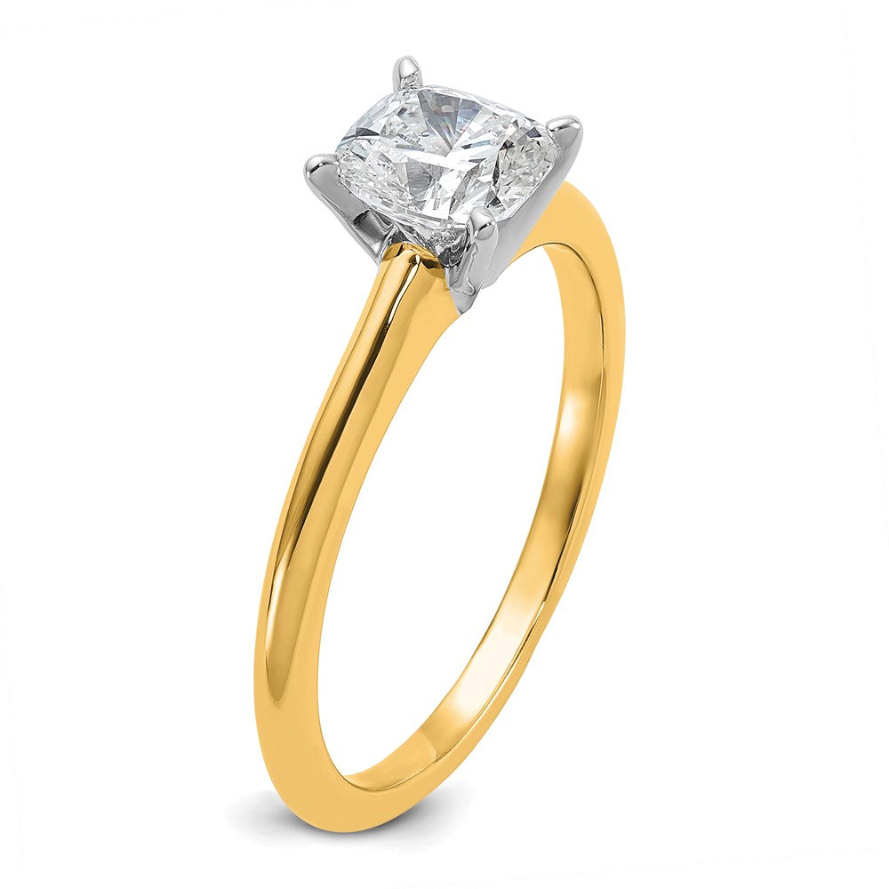14k Two-Tone 6.5mm Cushion Solitaire Mounting Sz 7
