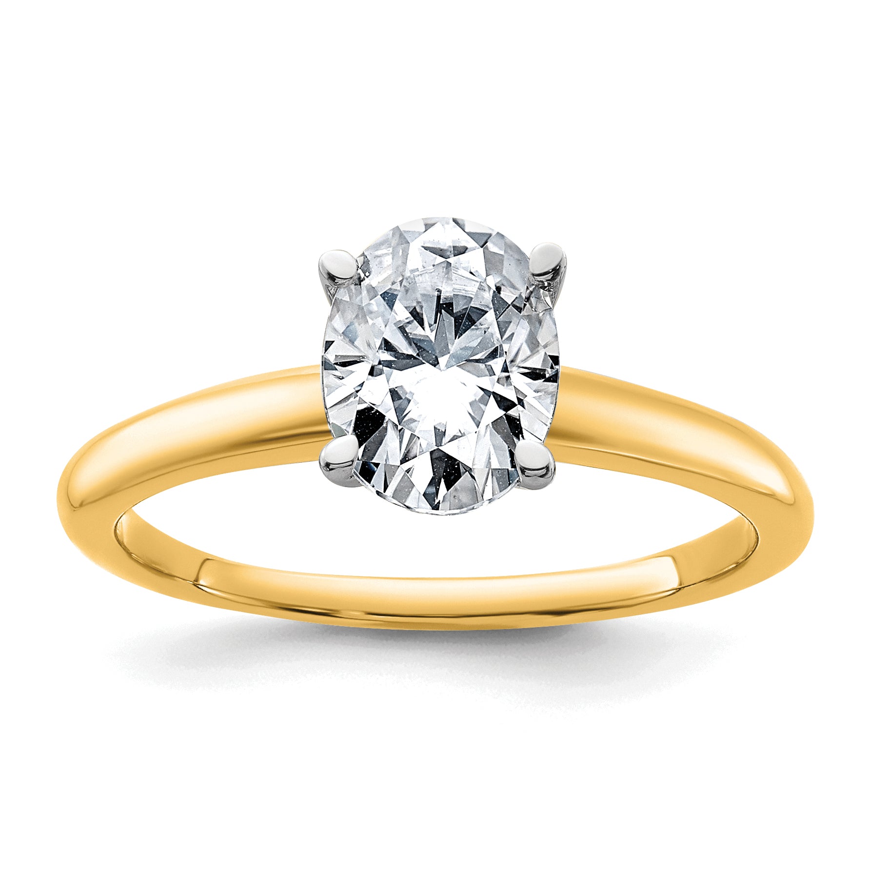 14k Two-Tone 8x6mm Oval Solitaire Mounting Sz 7