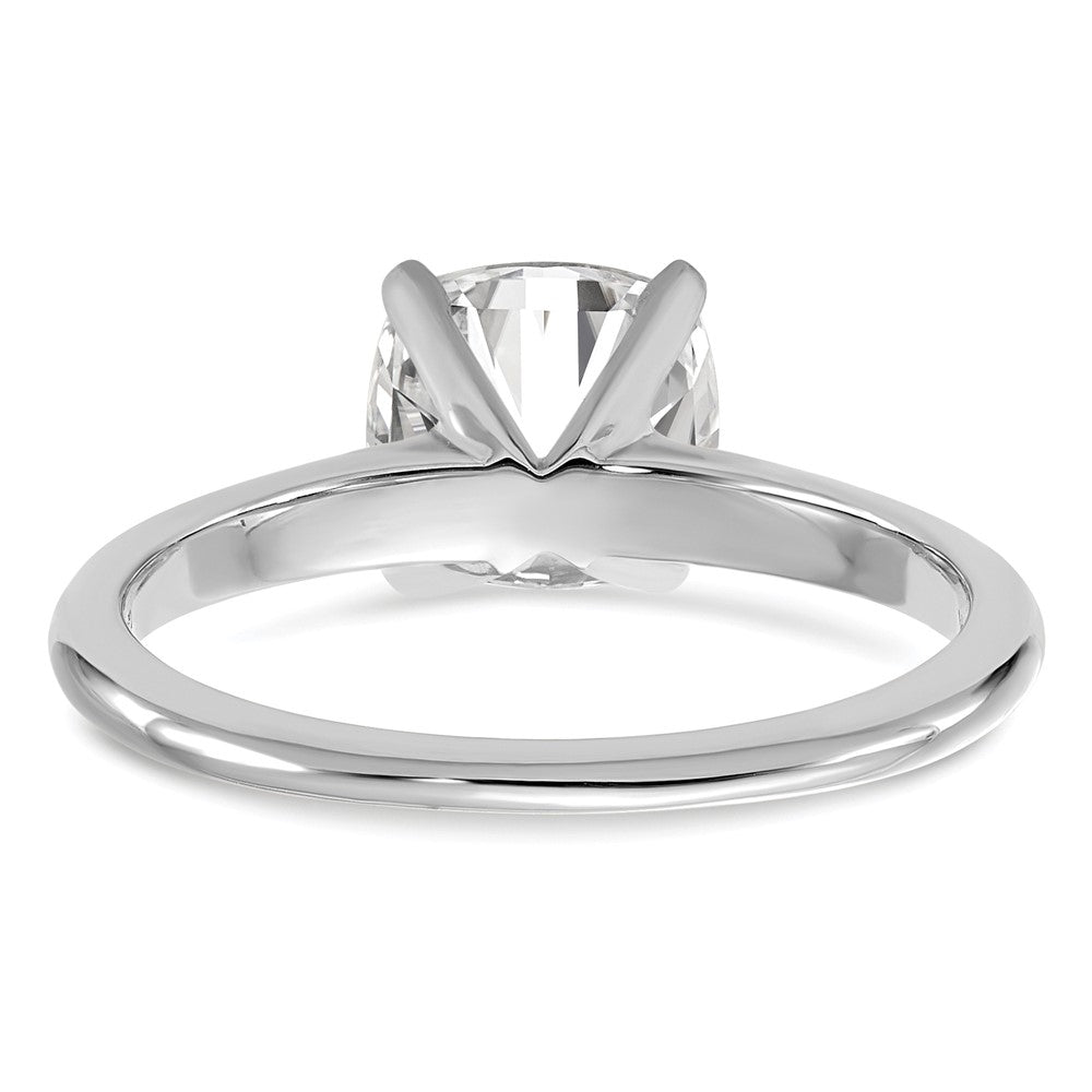 14k White Gold 7mm Cushion Solitaire Mounting Sz 7