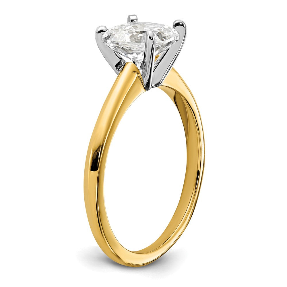 14k Two-Tone 7mm Cushion Solitaire Mounting Sz 7