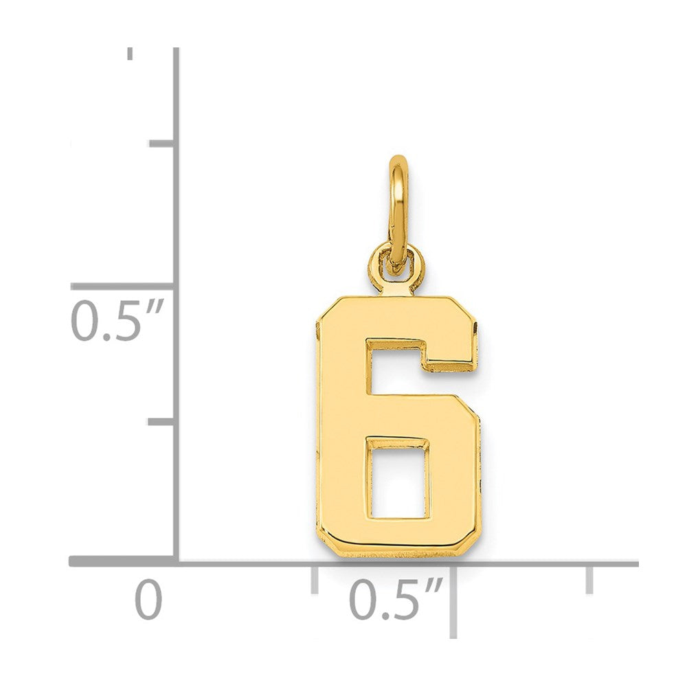 14k Small Polished Number 6 Charm
