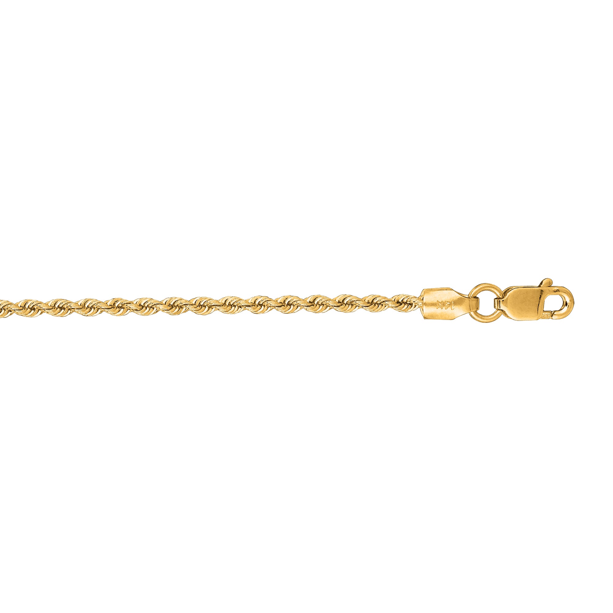 14K Yellow Gold 1.5mm Rope 24" Chain with Lobster Lock