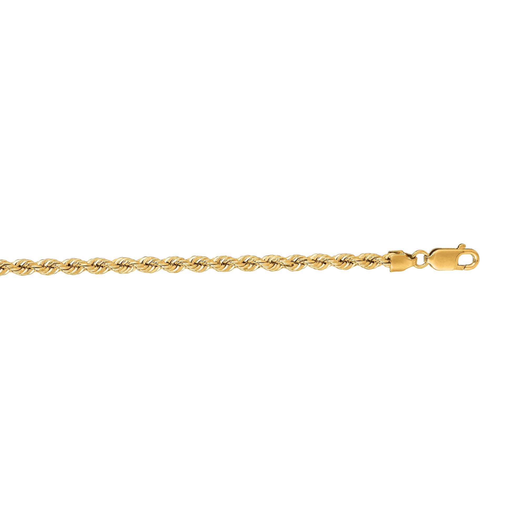 14K Yellow Gold 3mm Rope 30" Chain with Lobster Lock