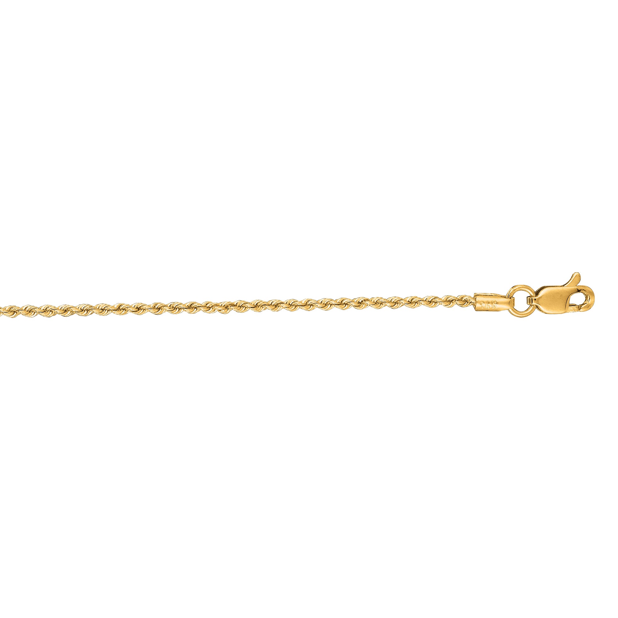 14K Yellow Gold 1.3mm Rope 24" Chain with Lobster Lock
