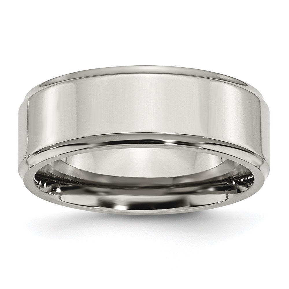 Chisel Stainless Steel Polished 8mm Ridged Edge Band