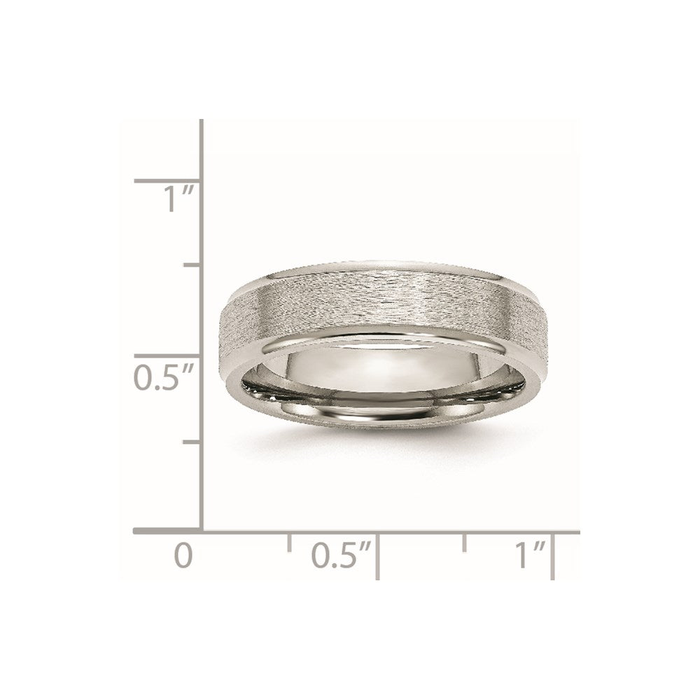 Chisel Stainless Steel Polished with Satin Center 6mm Ridged Edge Band