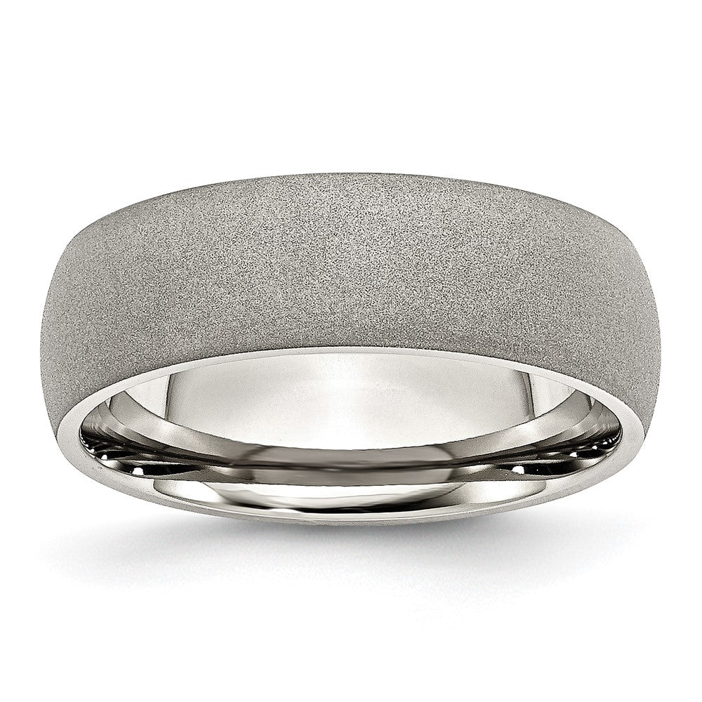 Chisel Stainless Steel Polished with Stone Finish 7mm Band