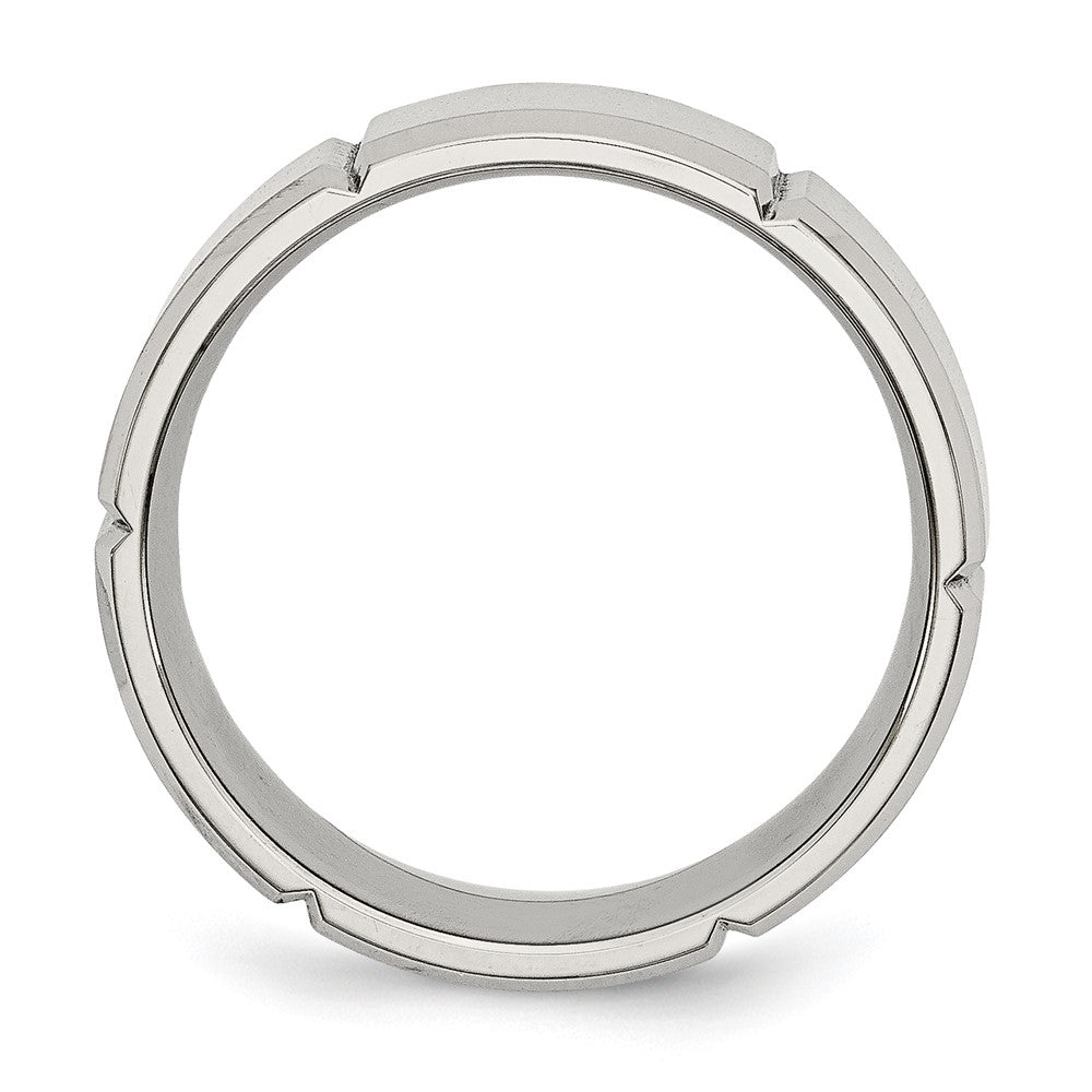 Chisel Stainless Steel Brushed and Polished Grooved 8mm Beveled Edge Band