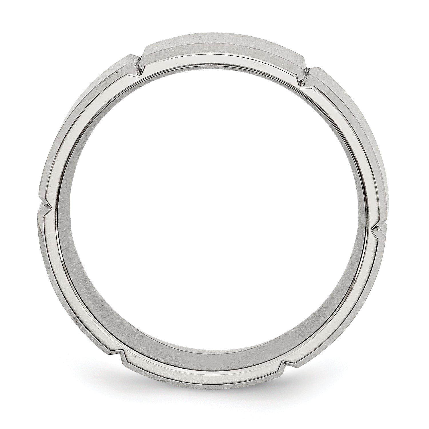 Chisel Stainless Steel Brushed and Polished Grooved 8mm Beveled Edge Band