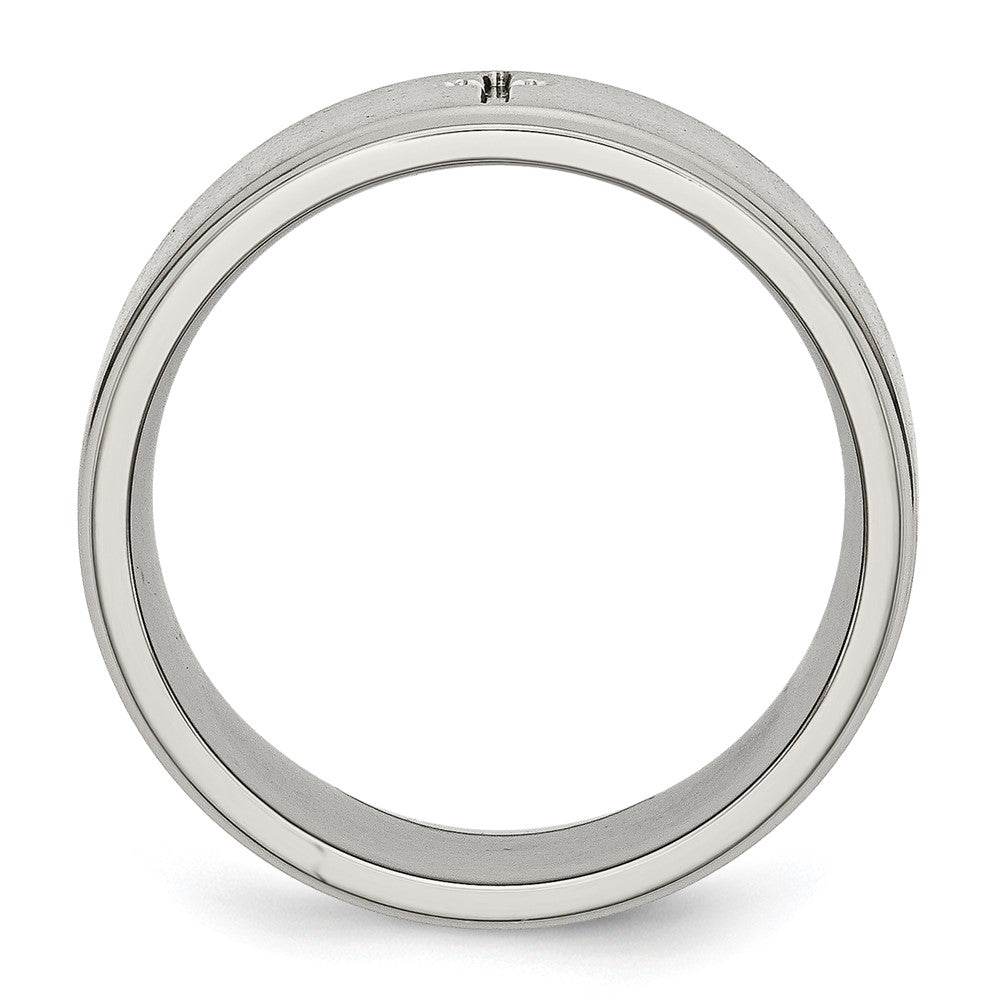 Chisel Stainless Steel Brushed and Polished Cross 8mm Ridged Edge Band