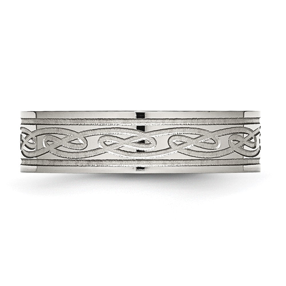 Chisel Stainless Steel Brushed Celtic Laser Etched 6mm Flat Band