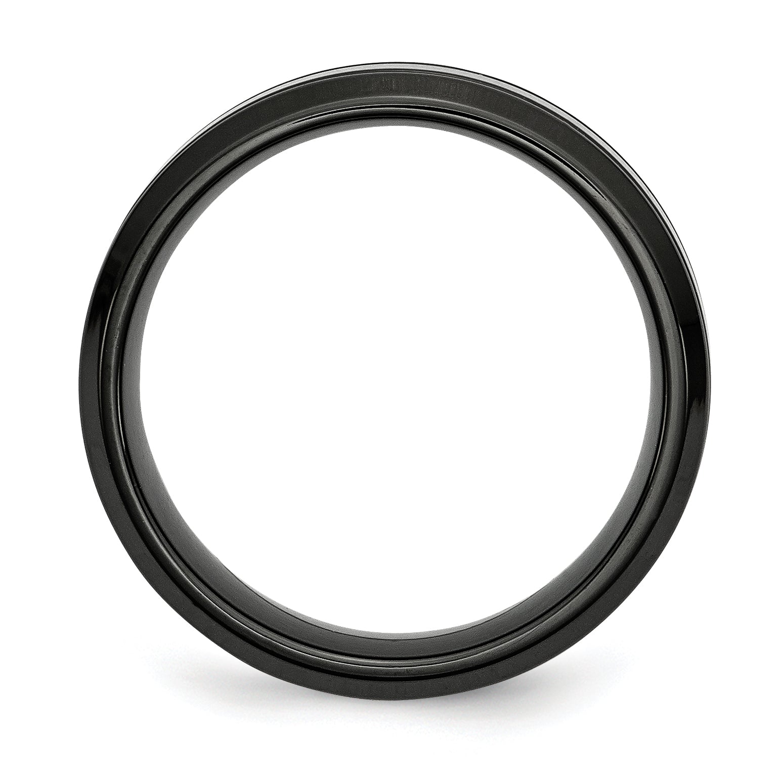 Chisel Stainless Steel Polished Black IP-plated 7mm Grooved Band