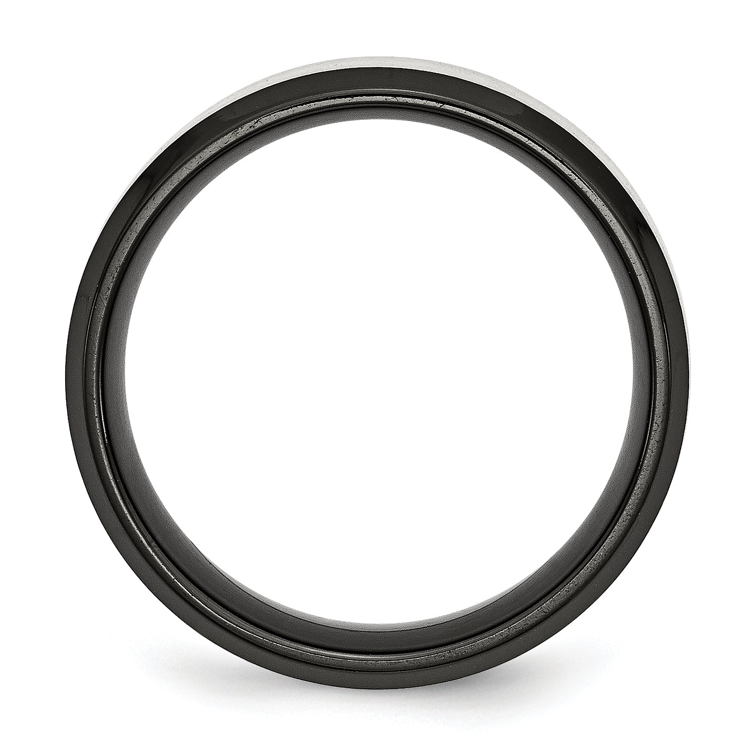 Chisel Stainless Steel Polished Black IP-plated with Brushed Center 8mm Beveled Edge Band