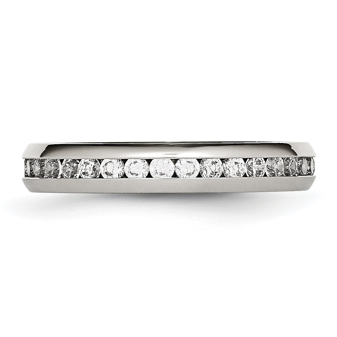 Chisel Stainless Steel Polished 4mm April Clear CZ Ring