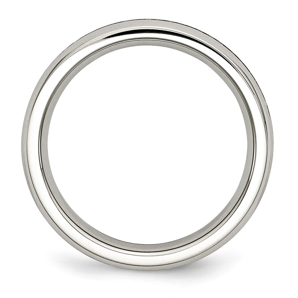 Chisel Stainless Steel Polished 4mm October Pink CZ Ring