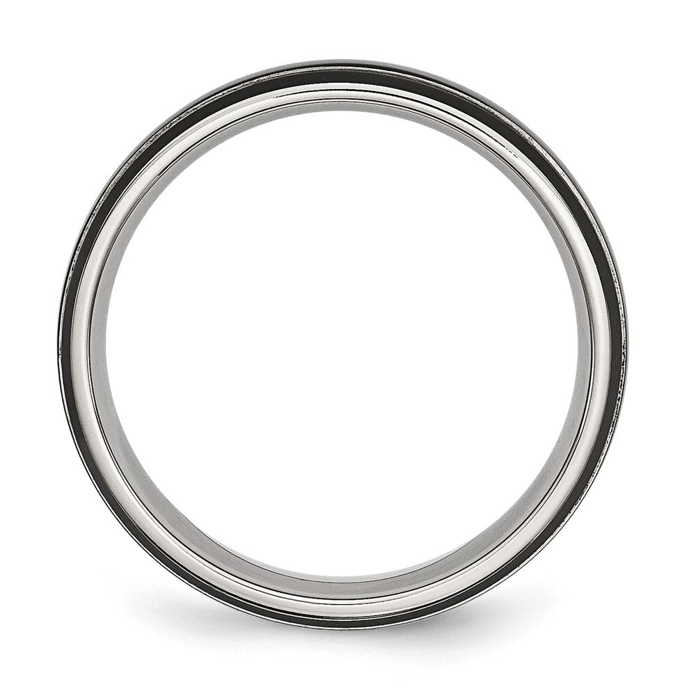 Chisel Stainless Steel Polished Black IP-plated 6mm Grooved Band