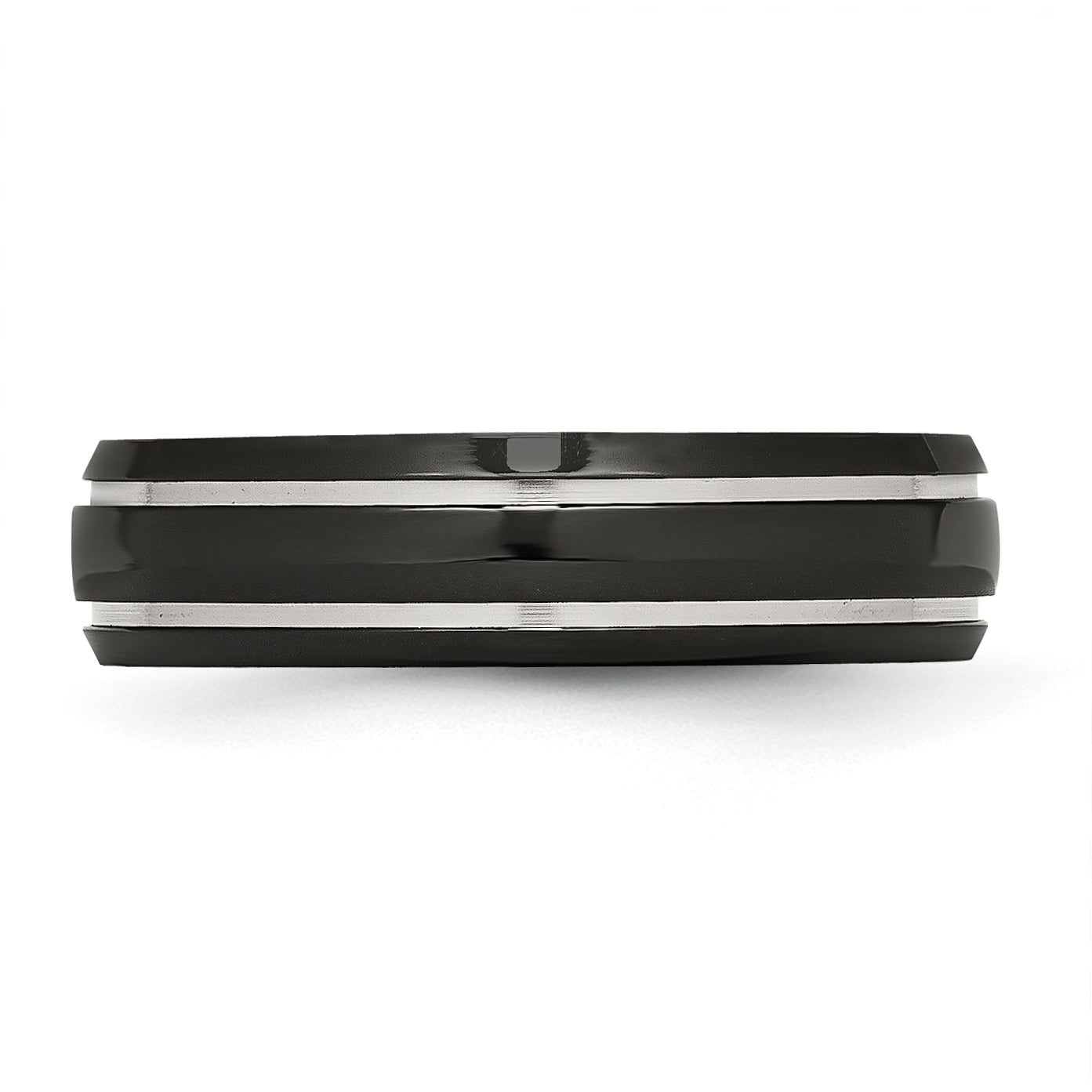 Chisel Stainless Steel Polished Black IP-plated 6mm Grooved Band
