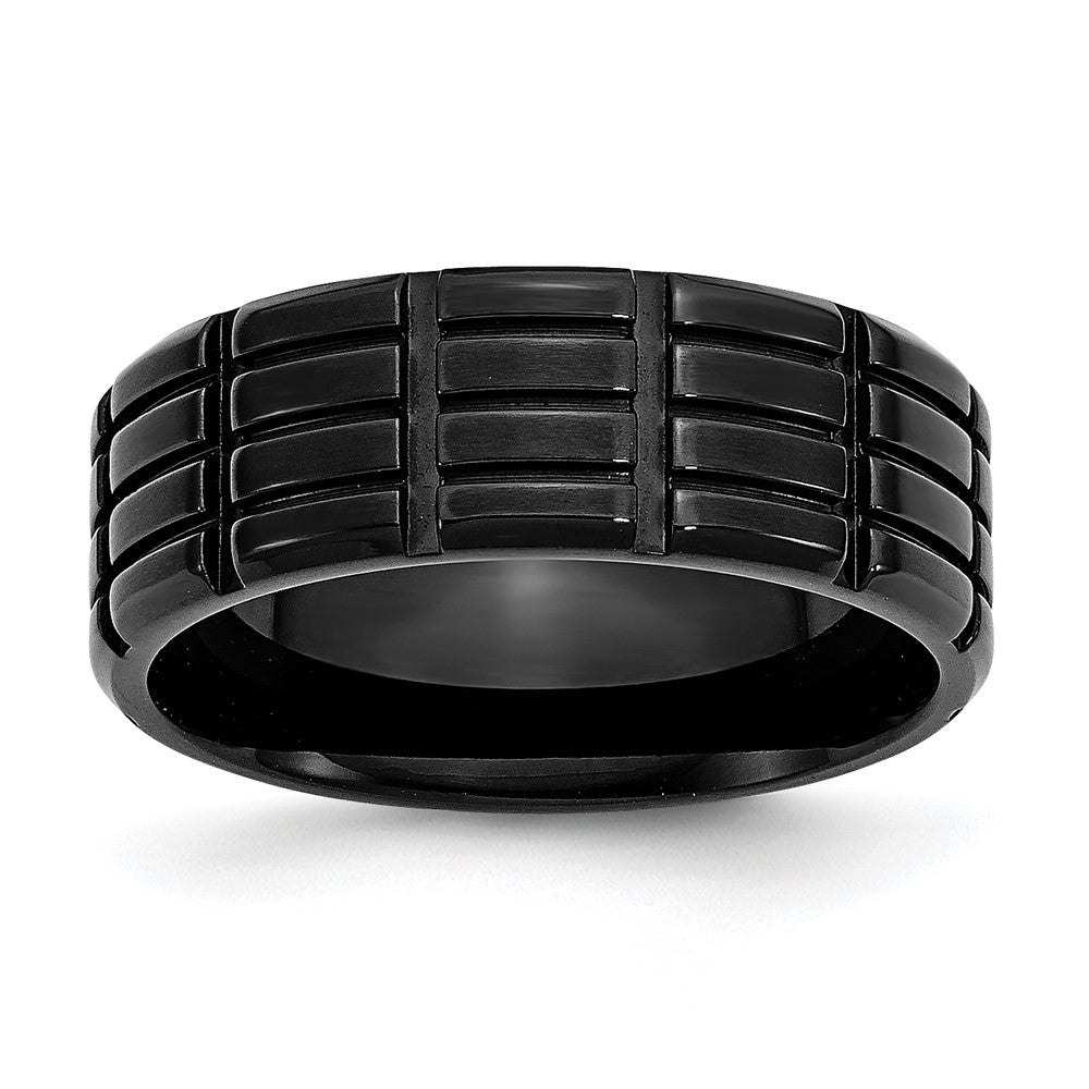 Chisel Stainless Steel Brushed Black IP-plated 8mm Grooved Band