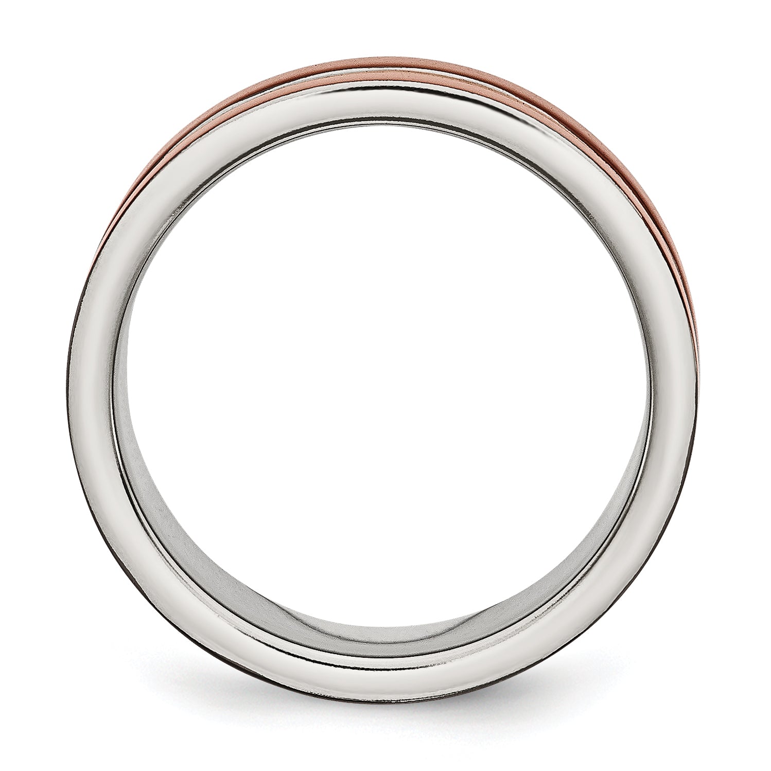 Stainless Steel 8mm Brown IP-plated Polished w/Brushed Center Band