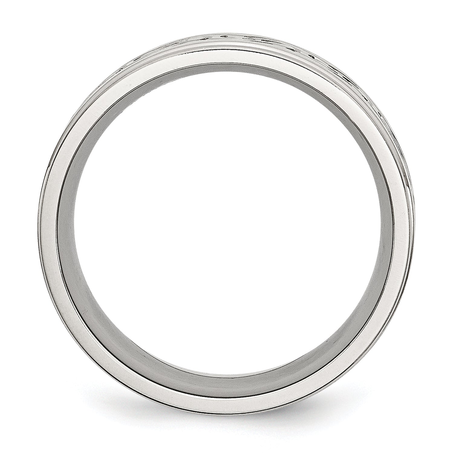 Chisel Stainless Steel Brushed and Polished Scroll Design 9mm Ridged Edge Band