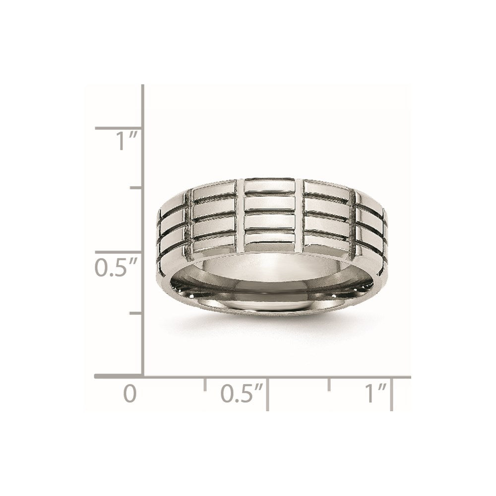 Stainless Steel Polished 8mm Grooved Band
