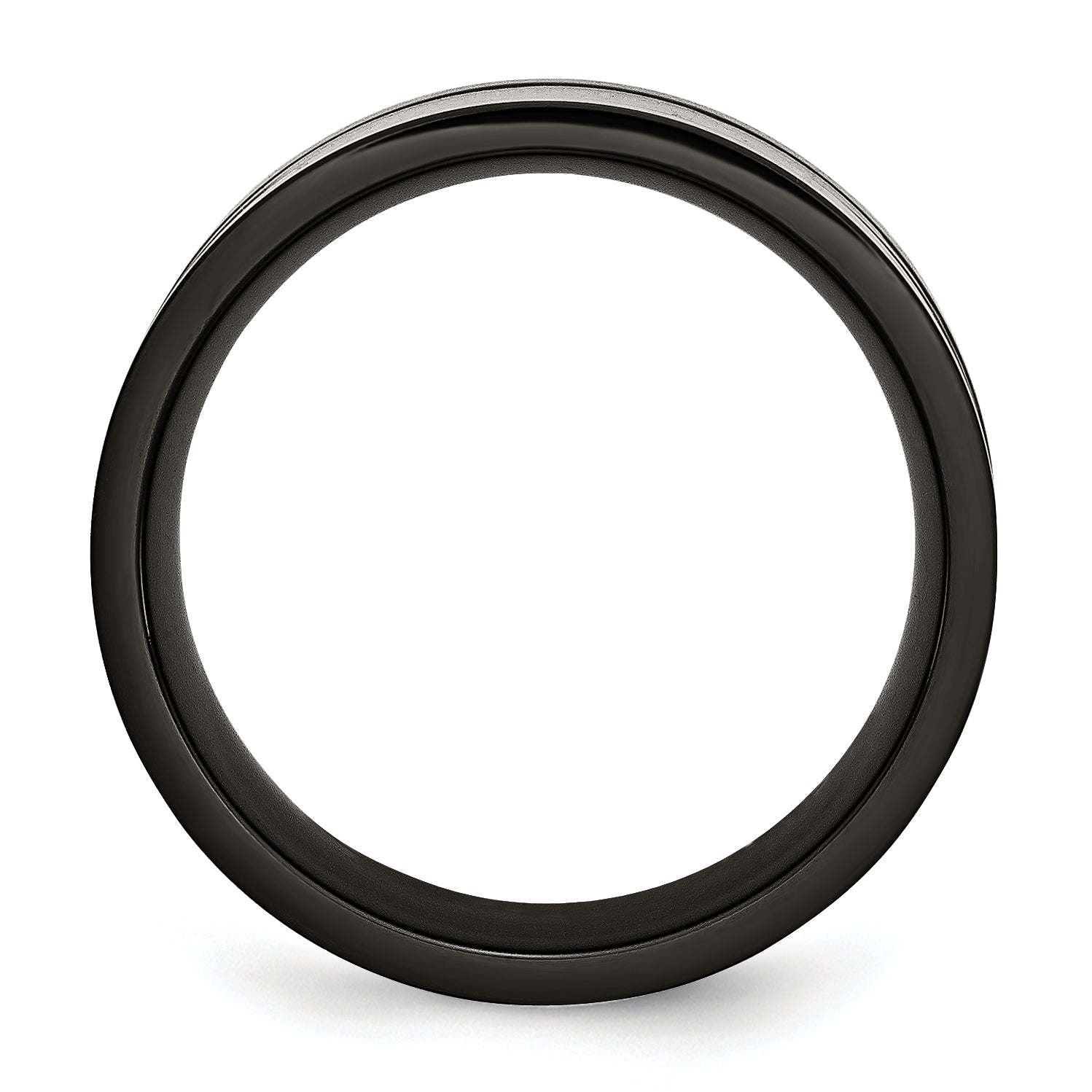 Stainless Steel Polished 9mm Black IP-plated w/Carbon Fiber Inlay Band