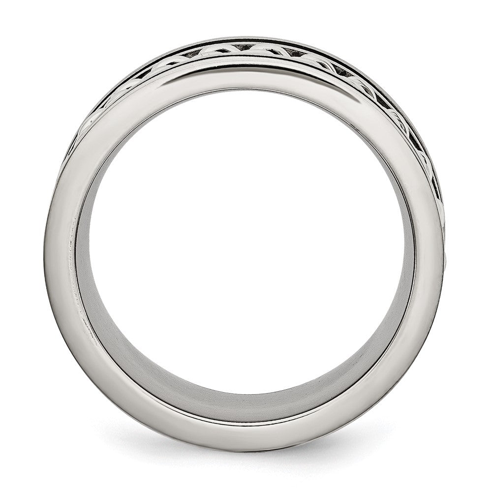Chisel Stainless Steel Brushed and Polished Black IP-plated Chain Inlay 10mm Band
