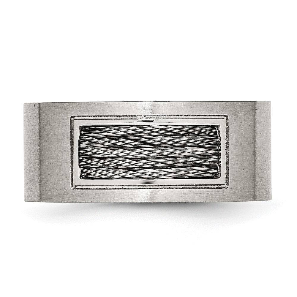 Stainless Steel Brushed w/Grey Cable Inlay 10mm Band