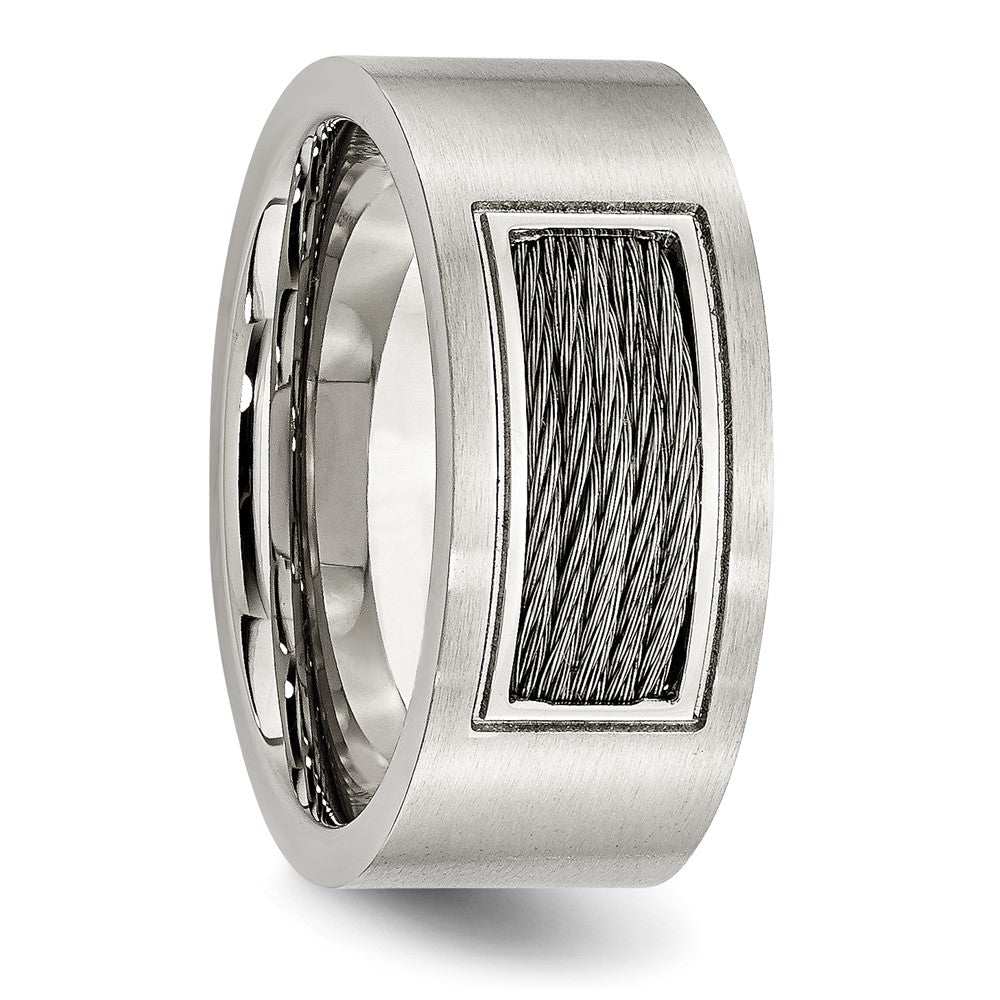 Stainless Steel Brushed w/Grey Cable Inlay 10mm Band