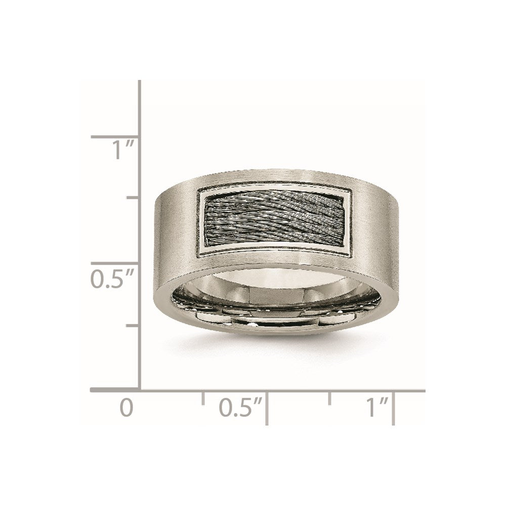 Stainless Steel Brushed w/Grey Cable Inlay 10mm Band