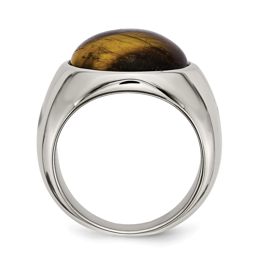 Chisel Stainless Steel Polished Tiger's Eye Ring
