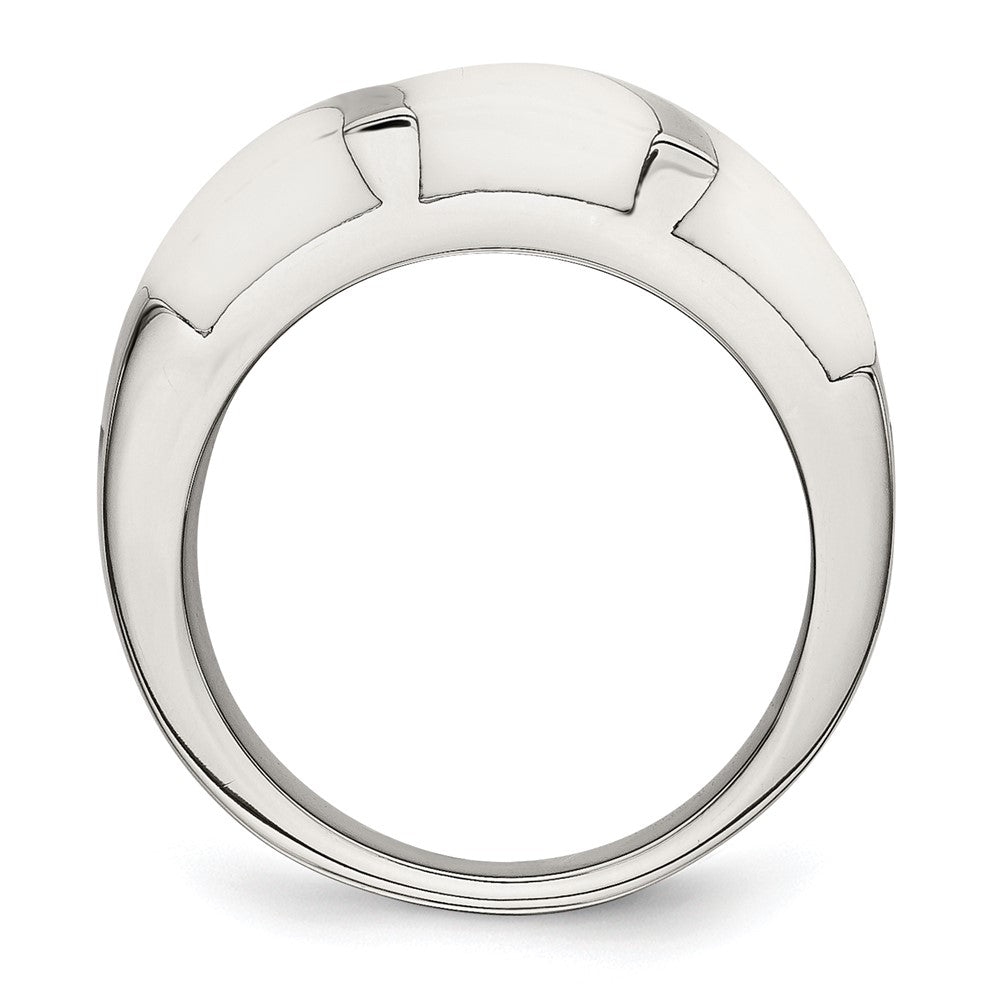 Stainless Steel White Enamel Ring