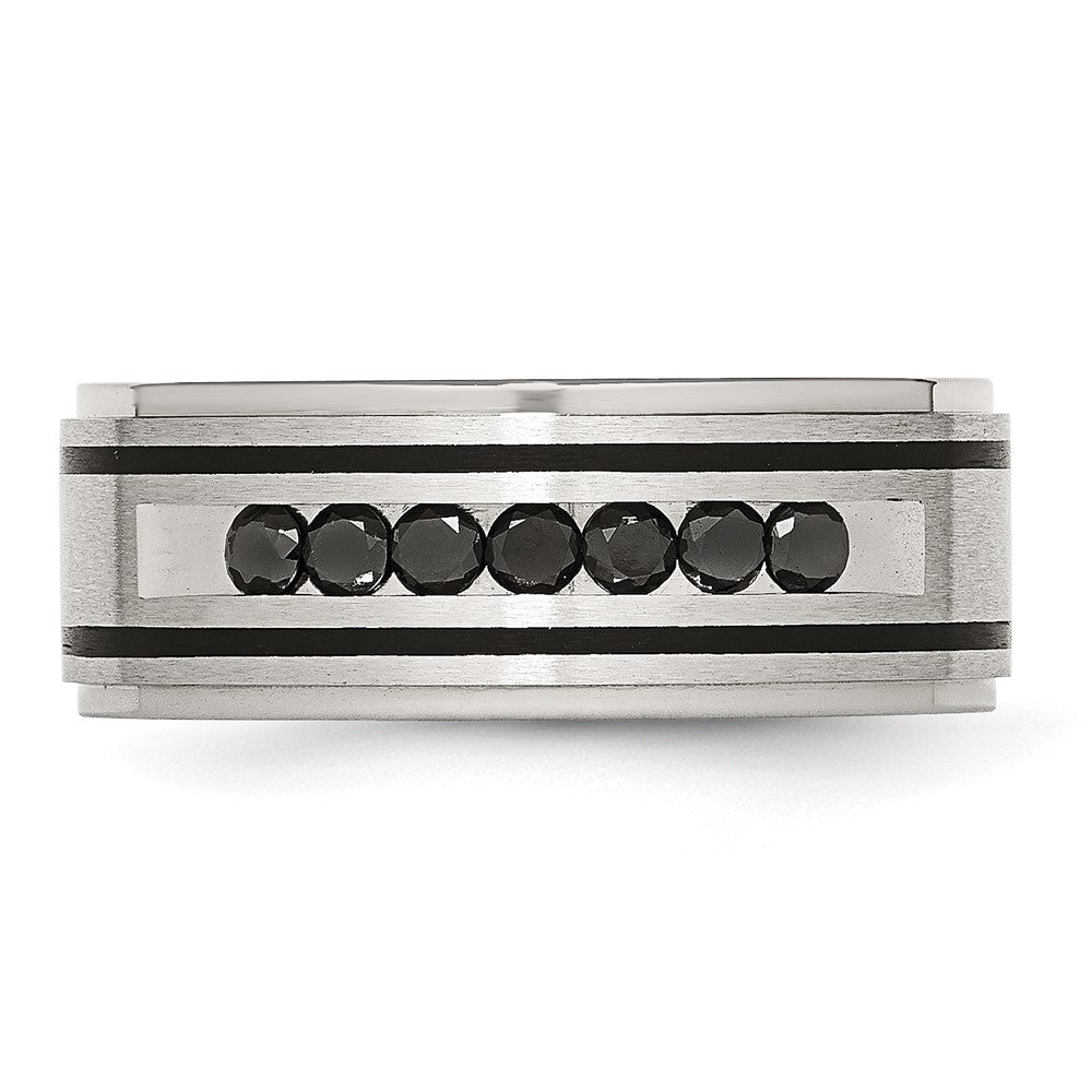 Chisel Stainless Steel Brushed and Polished Black IP-plated 1/2 Carat Black Diamond 9mm Band