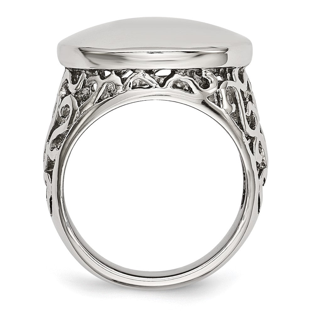 Stainless Steel Polished Circle Size 8 Ring