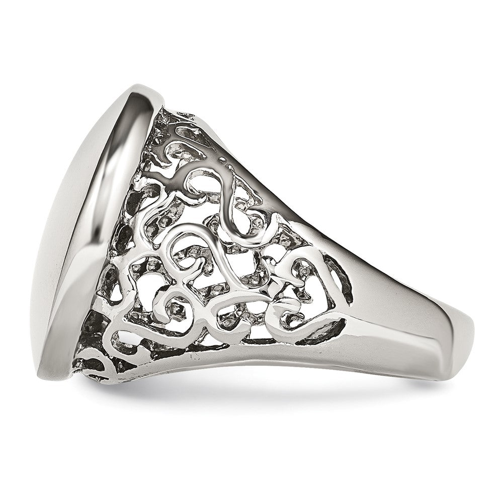 Stainless Steel Polished Circle Size 8 Ring