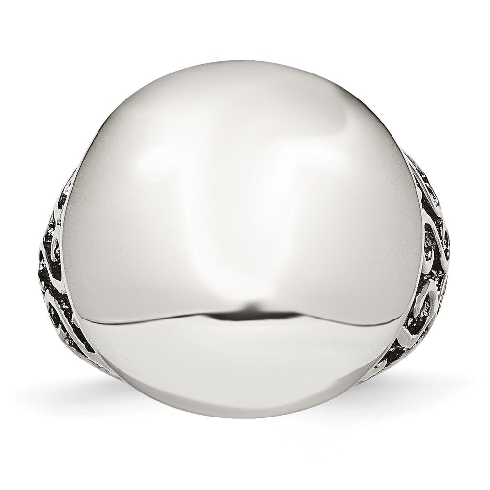Stainless Steel Polished Circle Size 9 Ring
