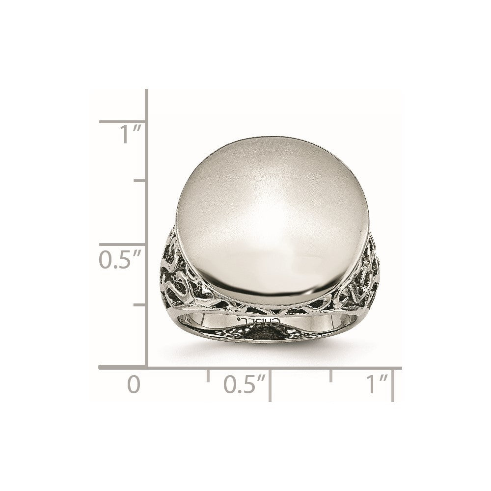 Stainless Steel Polished Circle Size 8 Ring